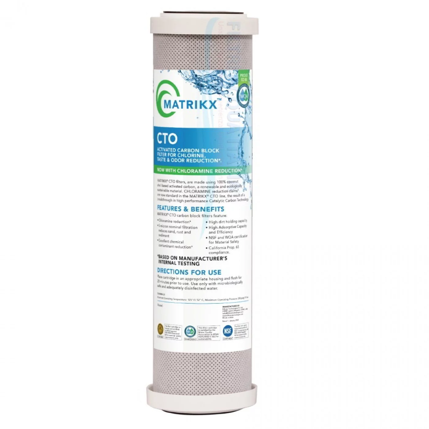 4 Cartucce Filtro Acqua Carboni Attivi CTO 1 Micron 2,5x10 - Golden Icepure (Confezione Da 4)